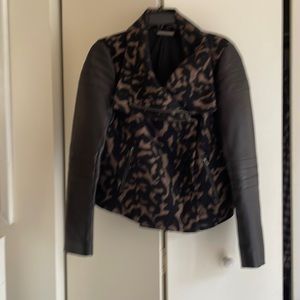 Diane von Furstenberg leather and wool bomber jacket